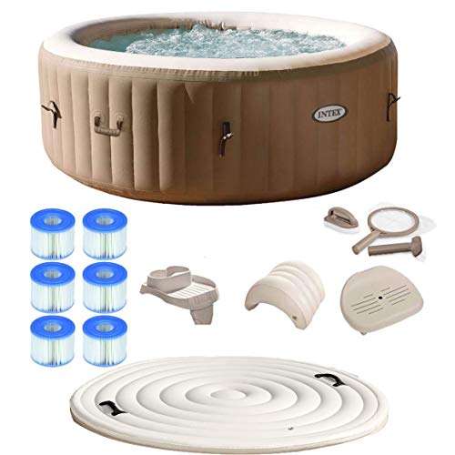 Intex PureSpa 4 Person Inflatable Hot Tub Spa Kit with Cover & Filter Cartridges